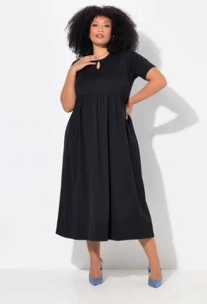 Ulla Popken Maxikleid Maxikleid A-Linie Rundhals