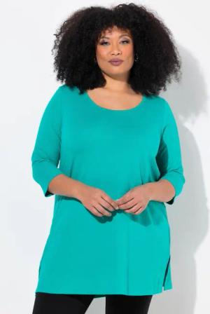 Ulla Popken Longshirt Longshirt A-Linie Rundhalsausschnitt
