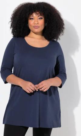 Ulla Popken Longshirt Longshirt A-Linie Rundhalsausschnitt