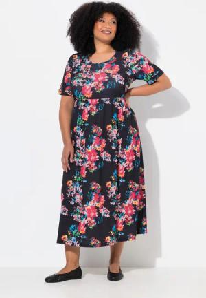 Ulla Popken Maxikleid Maxikleid A-Linie Rundhals