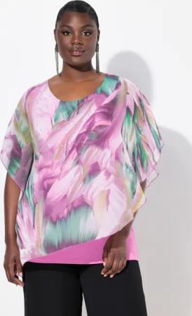 Ulla Popken Druckbluse Chiffonbluse doppellagig Oversized