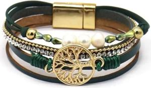 KARMA Lederarmband Damenarmband Leder grün gold