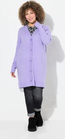 Ulla Popken Strickjacke Strickjacke Boxy-Schnitt V-Ausschnitt