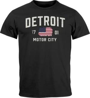 Neverless Print-Shirt Herren T-Shirt Detroit USA
