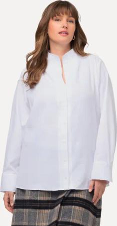 Ulla Popken Longbluse Bluse Oxford-Gewebe Kelchkragen
