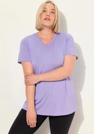 Ulla Popken T-Shirt Funktionsshirt antibakteriell V-Ausschnitt