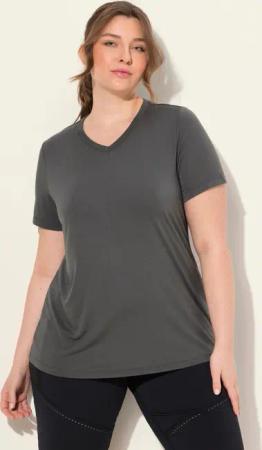 Ulla Popken T-Shirt Funktionsshirt antibakteriell V-Ausschnitt