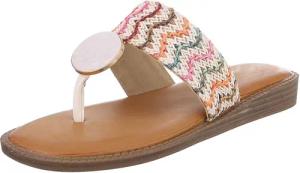 Ital-Design Trendige Damen-Sandalen mit goldener Applikation,