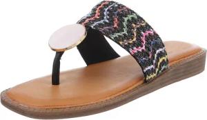 Ital-Design Trendige Damen-Sandalen mit goldener Applikation,