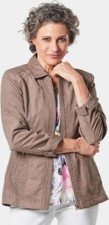 GOLDNER Blouson Velourslederimitat-Blazer mit Perforierung