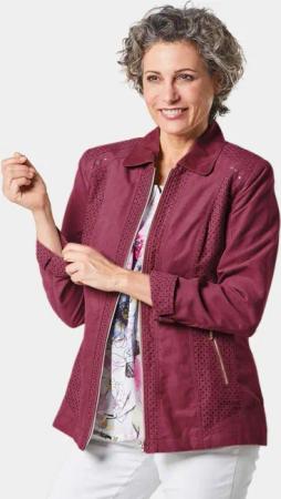 GOLDNER Blouson Velourslederimitat-Blazer mit Perforierung