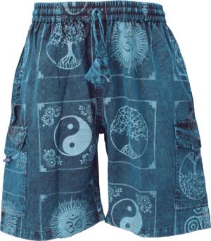 Guru-Shop Relaxhose Ethno Yogashorts, stonewash Shorts