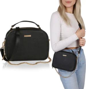 Sarcia.eu Umhängetasche Kleine, schwarze Umhängetasche, goldene