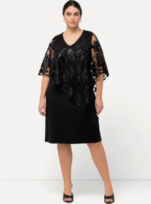 Ulla Popken Abendkleid Kleid Überwurf Pailletten