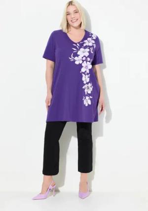 Ulla Popken Longshirt Longshirt A-Linie Motivdruck