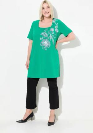 Ulla Popken Longshirt Longshirt A-Linie Blumendruck