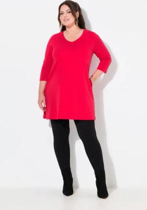 Ulla Popken Longshirt Longshirt Ziernähte A-Linie