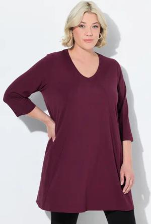 Ulla Popken Longshirt Longshirt Ziernähte A-Linie
