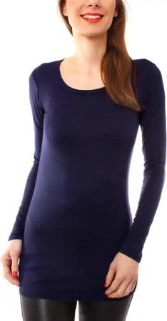 Muse Rundhalsshirt Basic Langarm Longshirt Skinny