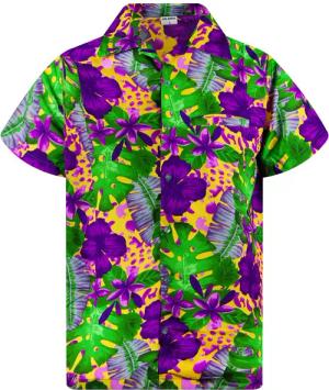 King Kameha Hawaiihemd Grün Lila Blume