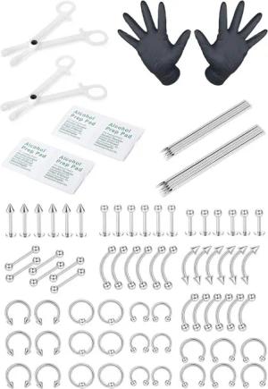 LOLIAS Piercing-Set 84 Stück Professionelles Piercing