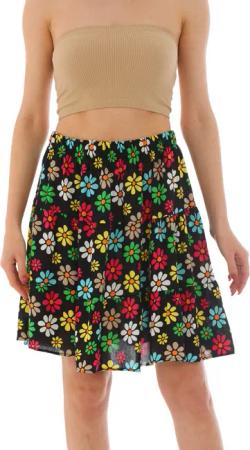 Bongual Sommerrock Stufenrock mit Neon-Blumen Print