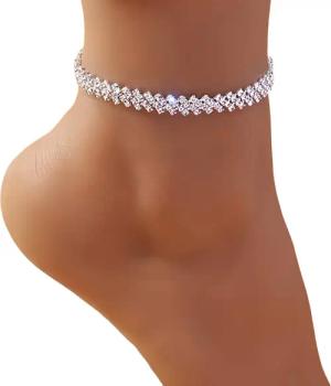 YRIIOMO Fußkette Unregelmäßige Strass Fußkette, vielseitig