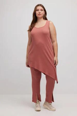 Ulla Popken Longtop Ripptop Zipfelsaum Rundhals