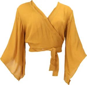 Guru-Shop Longbluse Kurztop, Boho Blusentop, Wickeltop,