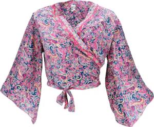 Guru-Shop Longbluse Kurztop, Boho Blusentop, Wickeltop,