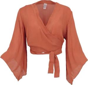 Guru-Shop Longbluse Kurztop, Boho Blusentop, Wickeltop,