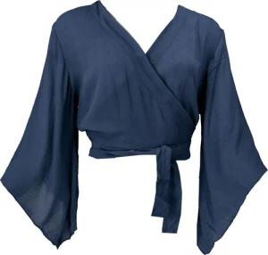 Guru-Shop Longbluse Kurztop, Boho Blusentop, Wickeltop,