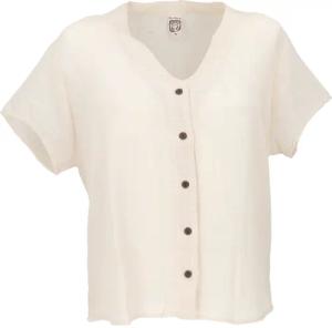 Guru-Shop Longbluse Luftiges Basic Blusentop, Kurzarm