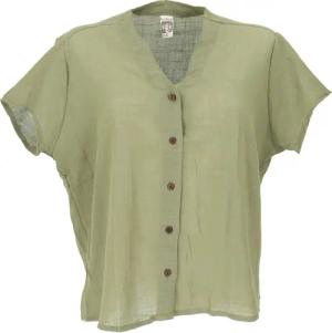 Guru-Shop Longbluse Luftiges Basic Blusentop, Kurzarm