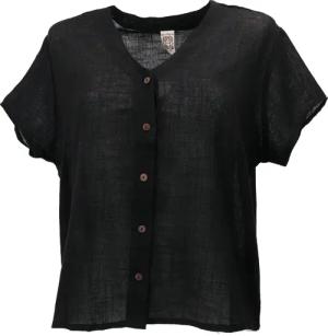 Guru-Shop Longbluse Luftiges Basic Blusentop, Kurzarm