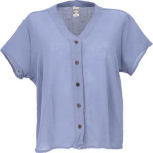 Guru-Shop Longbluse Luftiges Basic Blusentop, Kurzarm