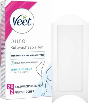 Veet Kaltwachsstreifen Pure für Haarentfernung, 20