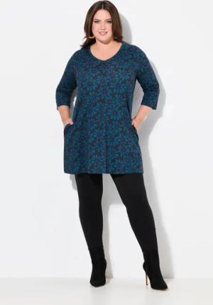 Ulla Popken Longshirt Longshirt Blüten A-Linie