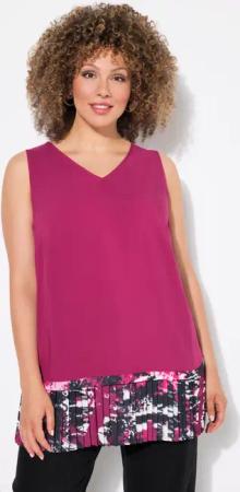 Ulla Popken Spitzenbluse Blusentop Plissee-Saum A-Linie