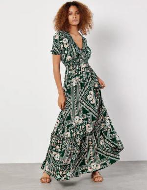 Apricot Maxikleid Maxi-Sommerkleid, mit Smokband und