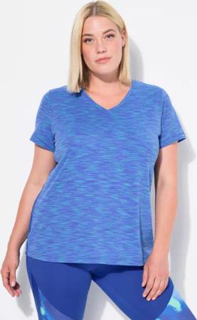 Ulla Popken T-Shirt Funktionsshirt Reflektorpipings V-Ausschnitt