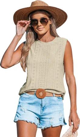 Cupshe Tanktop Netzstrickweste mit Rundhalsausschnitt
