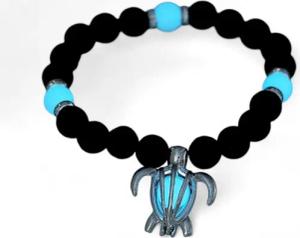 Eyecatcher Armkette Armband schwarze Lavasteine blau