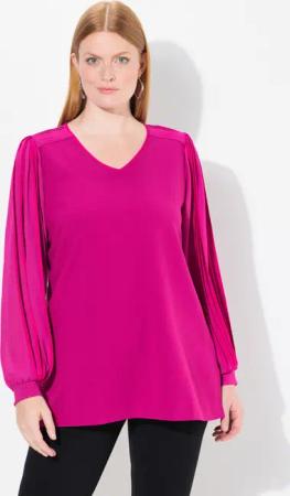 Ulla Popken Tunika Tunika A-Linie Chiffon-Langarm