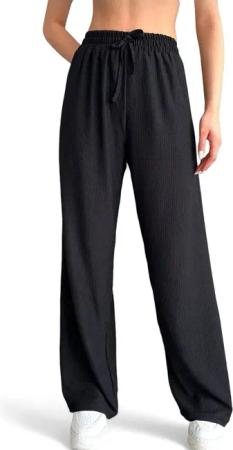 fashionshowcase Palazzohose Damen Crinkle-Hose mit elastischem