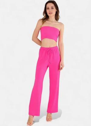 fashionshowcase Palazzohose Damen Crinkle-Hose mit elastischem