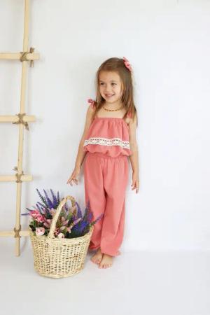 Parla Kids Overall Lachsfarbener Jumpsuit mit
