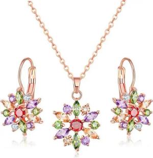 LuxusKollektion Ohrring und Ketten Set Damen