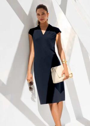 MADELEINE Midikleid Etui-Kleid mit V-Ausschnitt und