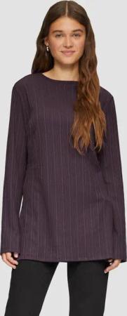 QS Langarmshirt Geripptes Longshirt mit seitlichen